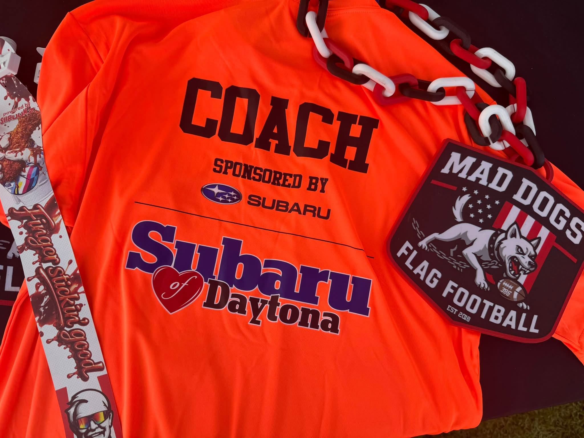 Mad Dogs coach jersey sponsored by Subaru of Daytona